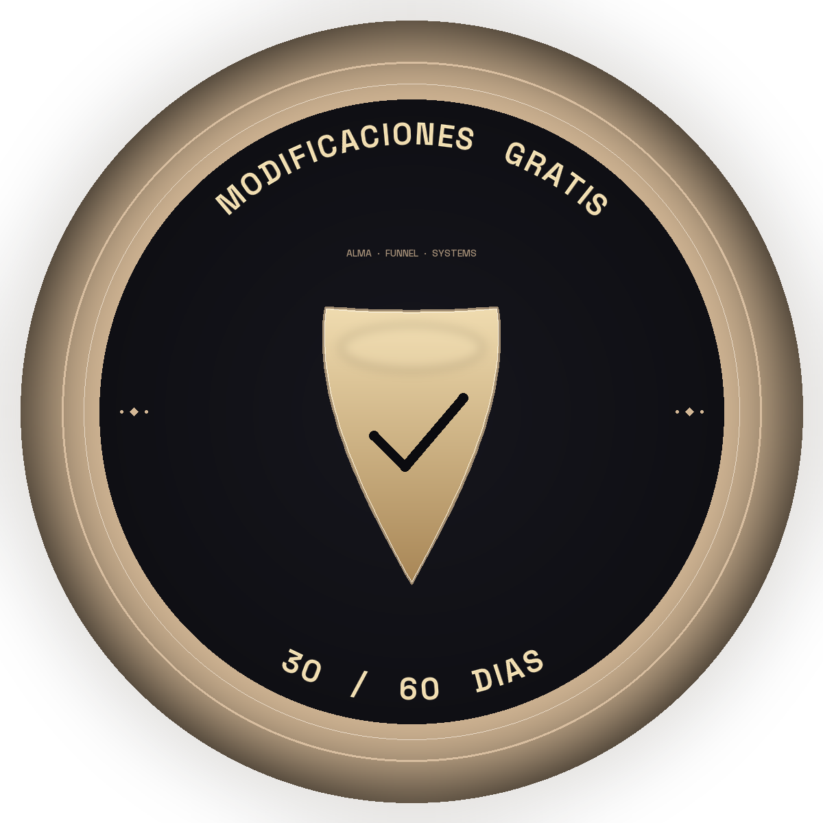 Garantia · Modificaciones gratis 30 o 60 dias · ALMA Funnel Systems